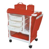 Crash cart with panels of mesh or solid vinyl material, CPR board and CPR bag