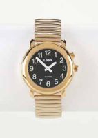 Talking Watch 1-Button Black Face - Gold Exp Band - Mens