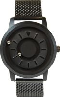 Magnetic Tactile Watch with a Black Metal Face and a Steel Mesh Band