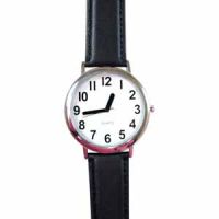 Unisex Low Vision Silver Tone Watch with Leather Band
