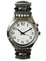 Talking Watch with Textured Square Bead Band
