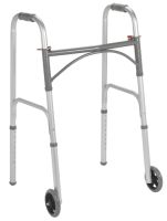 Folding Walker, Steel, Two Button, w/5" Wheels