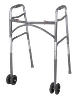 Bariatric Adult Folding Walker w/Wheels, Double Button