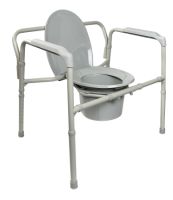 Folding Commode Chair  Fixed Arm Steel Frame Back-1065225
