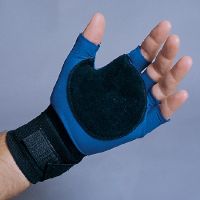 Impact Glove with Wrist Support IMPACTO Half Finger Large Black / Blue Right Hand