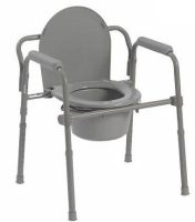 Folding Commode Chair  Fixed Arm Steel Frame Back-1073633