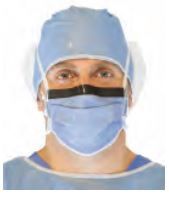 Surgical Mask with Eye Shield PremierPro  Anti-fog Foam Pleated Tie Closure One Size Fits Most Light Blue NonSterile ASTM Level 3 Adult