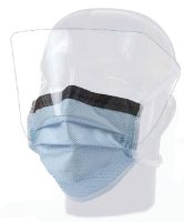 Surgical Mask with Eye Shield FluidGard  160 Anti-fog Foam Pleated Tie Closure One Size Fits Most Blue Diamond NonSterile ASTM Level 3 Adult
