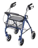 4 Wheel Steel Rollator w/8" Casters & Basket- Loop-Blue