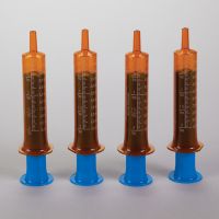 Comar Oral Dispensers with Tip Caps, 10mL - Amber, Blue Plungers
