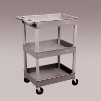 Utility Cart with Three Tub Shelves, Gray

