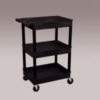 Utility Cart with Three Tub Shelves, Black