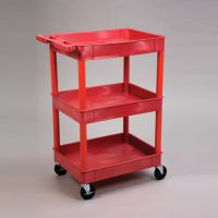 Utility Cart with Three Tub Shelves, Red

