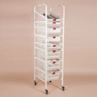 Storage Rack for Easy Exchange Baskets and Trays 