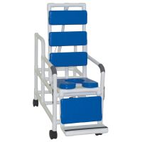 Tilt shower chair with open front soft seat, TOTAL PADDING BLUE