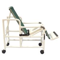 Tilt shower chair with open front soft seat