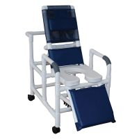Reclining shower chair with open front soft seat