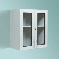 Wall Cabinet with Windows and Locking Doors, 24"