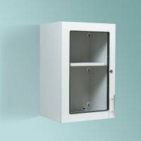 Wall Cabinet with Window and Locking Door, 18 Inch 