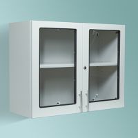 Wall Cabinet with Windows and Locking Doors, 36"