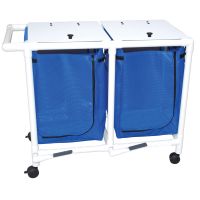 Double hamper with mesh bag twin casters zipper opening push/pull handle & footpedal