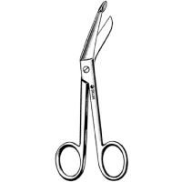 Bandage Scissors Sklar Lister 4-1/2 Inch Length OR Grade Stainless Steel Finger Ring Handle Angled Blunt Tip / Blunt Tip