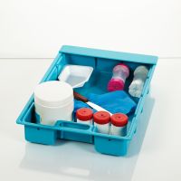Half-Size Colored Crash Cart Box Only with Built-In Handle- Blue