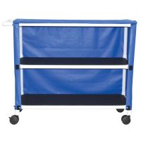 2-shelf jumbo linen cart with mesh or solid vinyl cover casters