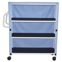 3-shelf jumbo linen cart with mesh or solid vinyl cover casters