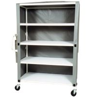 4-shelf jumbo linen cart with mesh or solid vinyl cover