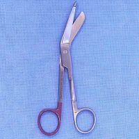 Bandage Scissors Surgi-OR Lister 5-1/2 Inch Length Office Grade Stainless Steel NonSterile Finger Ring Handle Angled Blunt Tip / Blunt Tip 459468
