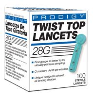 Prodigy Twist Top Lancets, 28G 100 count