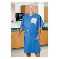 AmpleWear Exam Gown Waist Tie IV Sleeve Size 3X Large 40 in x 50 in Blue Disposable Unisex 25/Case