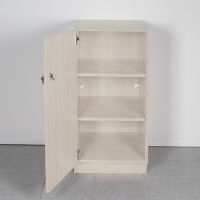 Base Cabinet w/ Locking Door, 18", Hinged Left, White w/ Crescent Pull Handle
