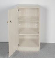 Base Cabinet w/ Locking Door, 18", Hinged Right, White w/ Crescent Pull Handle