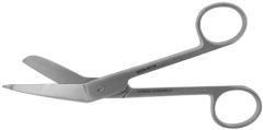 Bandage Scissors BR Surgical Lister 7-1/4 Inch Length Surgical Grade Stainless Steel NonSterile Finger Ring Handle Angled Blunt Tip / Blunt Tip
