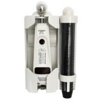 Keyless Locking Wall Mount Exergen Holder plus integrated cap dispenser shown with caps For TAT-5000 Temporal Thermometer and Caps