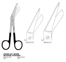 Bandage Scissors KMedic SuperCut Lister 7-1/4 Inch Length Surgical Grade Stainless Steel NonSterile Finger Ring Handle Angled Blunt Tip / Blunt Tip