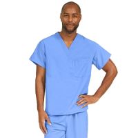PerforMAX Unisex Reversible V-Neck Scrub Top with 2 Pockets, Ceil Blue, Size S, Angelica Color Coding