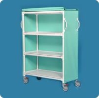 3 Shelf Linen Cart with Cover Deluxe 5 Inch Heavy-duty Casters, Two Locking 55 lbs. 3 Removable Shelves, 16 Inch Spacing 46 X 20 Inch