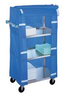 4 Shelf Linen Cart with Cover 5 Inch 2 Swivel/2 Fixed Casters 500 lbs. Weight Capacity Stainless Steel 4 Shelves 21 X 49 Inch