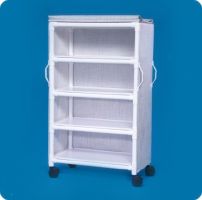 4 Shelf Linen Cart with Cover Deluxe 4 Inch Casters 53 lbs. 4 Removable Shelves, 12 Inch Spacing 36 X 20 Inch