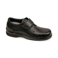 Ambulator Men's Leather Shoes with Hook-and-Loop Closure, Black, Extra-Wide Width, Size 11.5