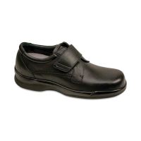 Ambulator Men's Leather Shoes with Hook-and-Loop Closure, Black, Medium Width, Size 9.5