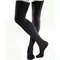 Men Thigh-High Ribbed Extra Firm Compression Stockings, Large, Black