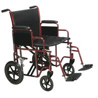 Drive Bariatric Wheelchair w/ Swing Away Footrest-22" Seat-Red