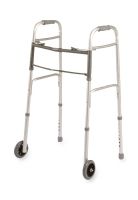 300-lb. Capacity Dual-Release Folding 32.5"-39.5" Adjustable Height Walker with 5" Wheels with Push Button Adjustments