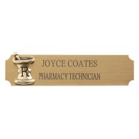 Brass Name Badge with Mortar and Pestle Logo
