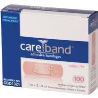 ASO CareBand Waterproof Bandage Strip with Island Pad 1" x 3-1/4"
