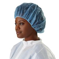 1-Ply Spunbond Polypropylene Bouffant Caps, 24", Blue